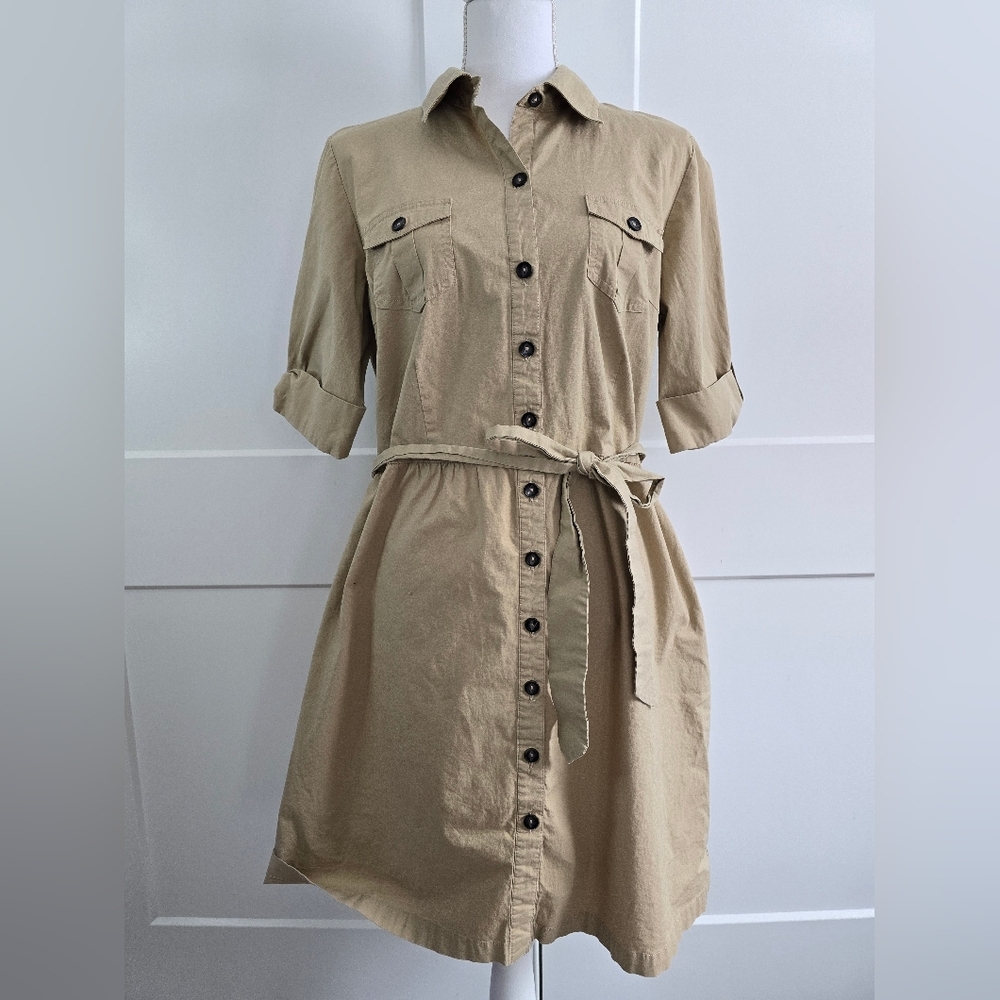 Merona Tan Button-Down Midi Dress